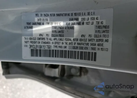 2019 Toyota Yaris L from USA, damaged, VIN 3MYDLBYV9KY517991